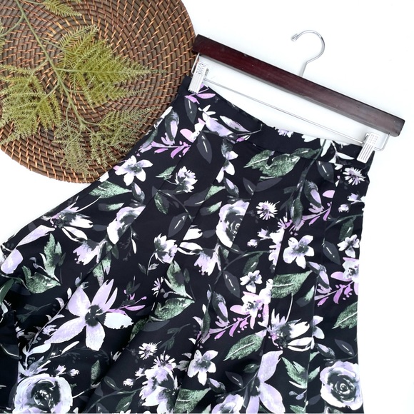 eva mendes for New York & Company Dresses & Skirts - Eva Mendes New York & Co Womens Skirt Black Purple Floral Cocktail Size 0